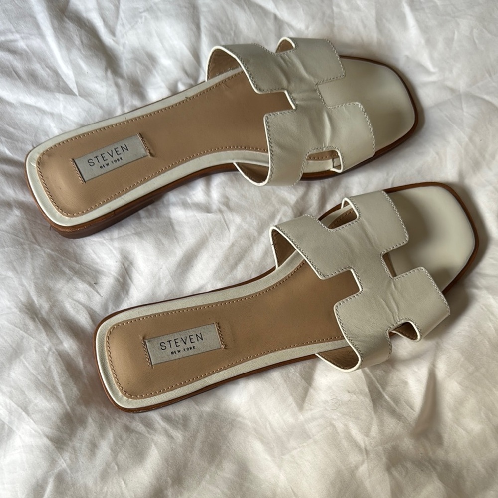 Steven By Steve Madden White H-Cutout Slide Sandals